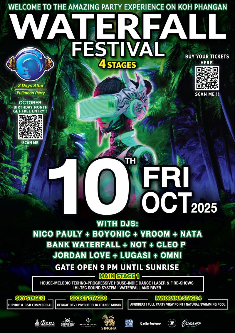 October 10th 2025 Waterfall Festival 2 Days After Full Moon Party october-10th-2025-waterfall-festival-2-days-after-full-moon-party